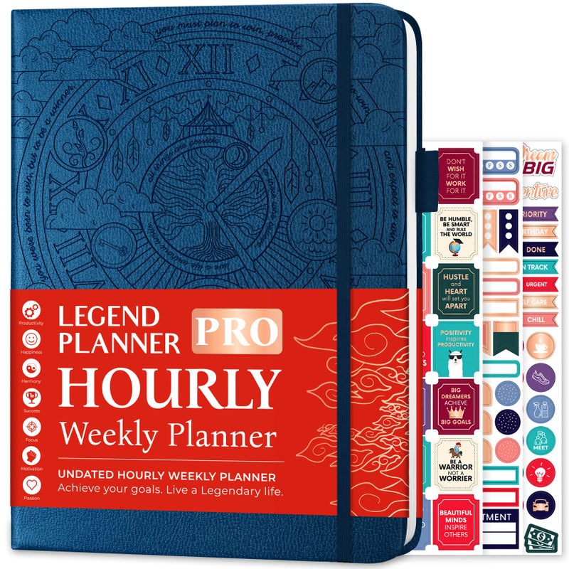 Legend Planner PRO Hourly Schedule - Weekly & Daily Organizer with Time Slots. Appointment Book Journal for Work & Personal, A4 (Mystic Blue) - Image 1